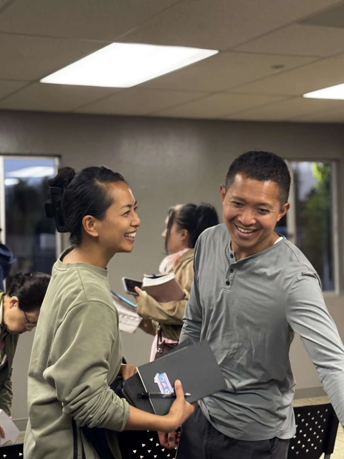 Church members sharing friendship and belonging